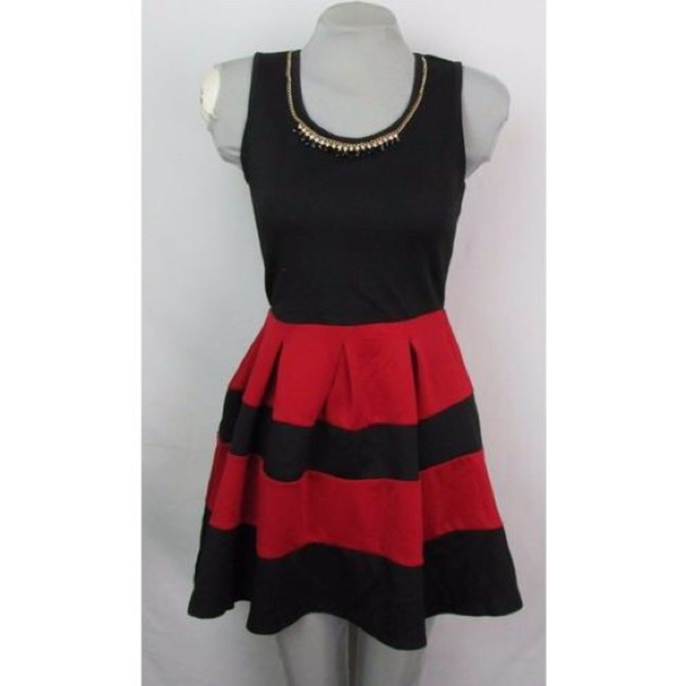 Red Striped Skater Dress